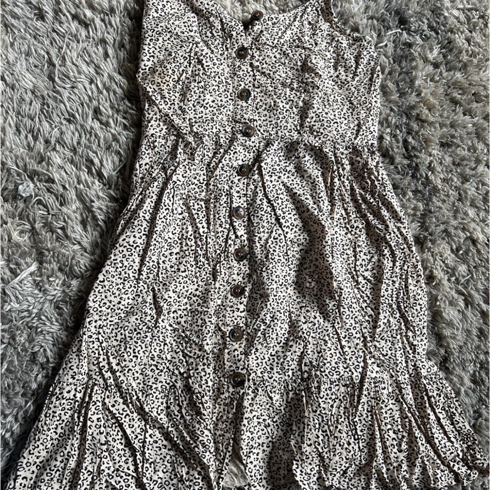 Japna Black and White Leopard Print Midi Dress